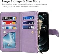 Vista 3 de iCoverCase Funda tipo cartera para iPhone 11 Pro Max con tarjetero y correa para la muñeca, de piel sintética, ranuras para tarjetas, bolsillo