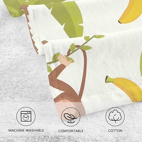 Miniatura 4 de Juego de 2 toallas faciales de mono en palmera, versátil paño de algodón suave, 16 x 28 pulgadas, paños de lavado de cara para la cara, juego de 2