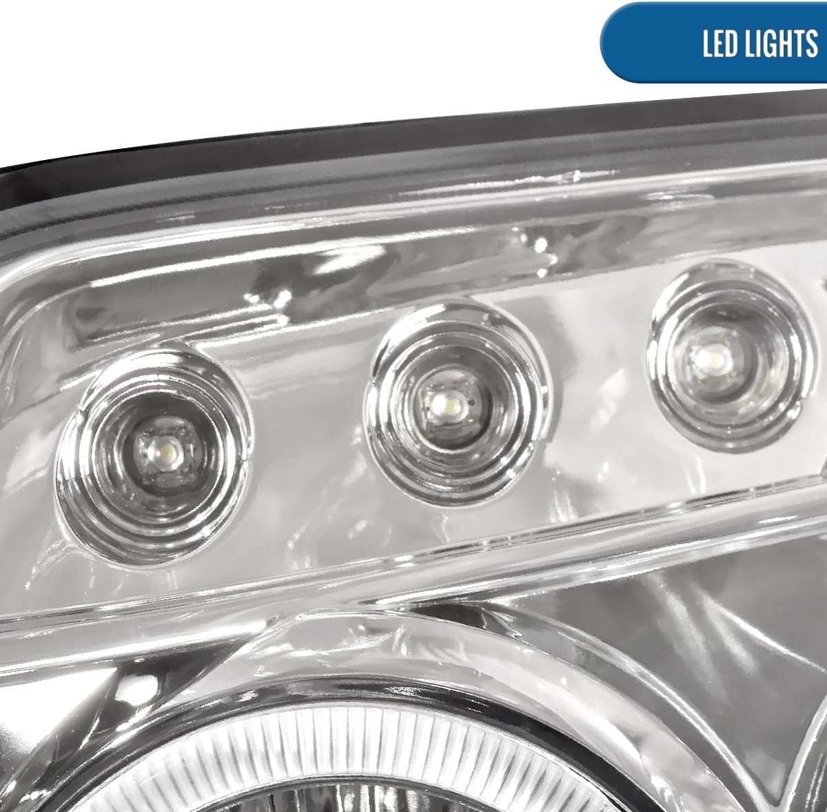 Ronnin - Fits 2003-2005 Toyota 4Runner Upgraded Assembly LED Dual Rims Projector Headlights Pair | Chrome
