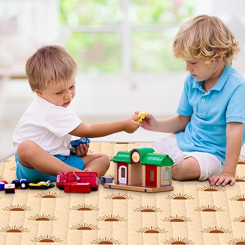 Miniatura 6 de Funtery Tapete hexagonal para corralito de animales del bosque, tapete de juego para bebé, plegable, suave, portátil, lavable, cómodo, colchón