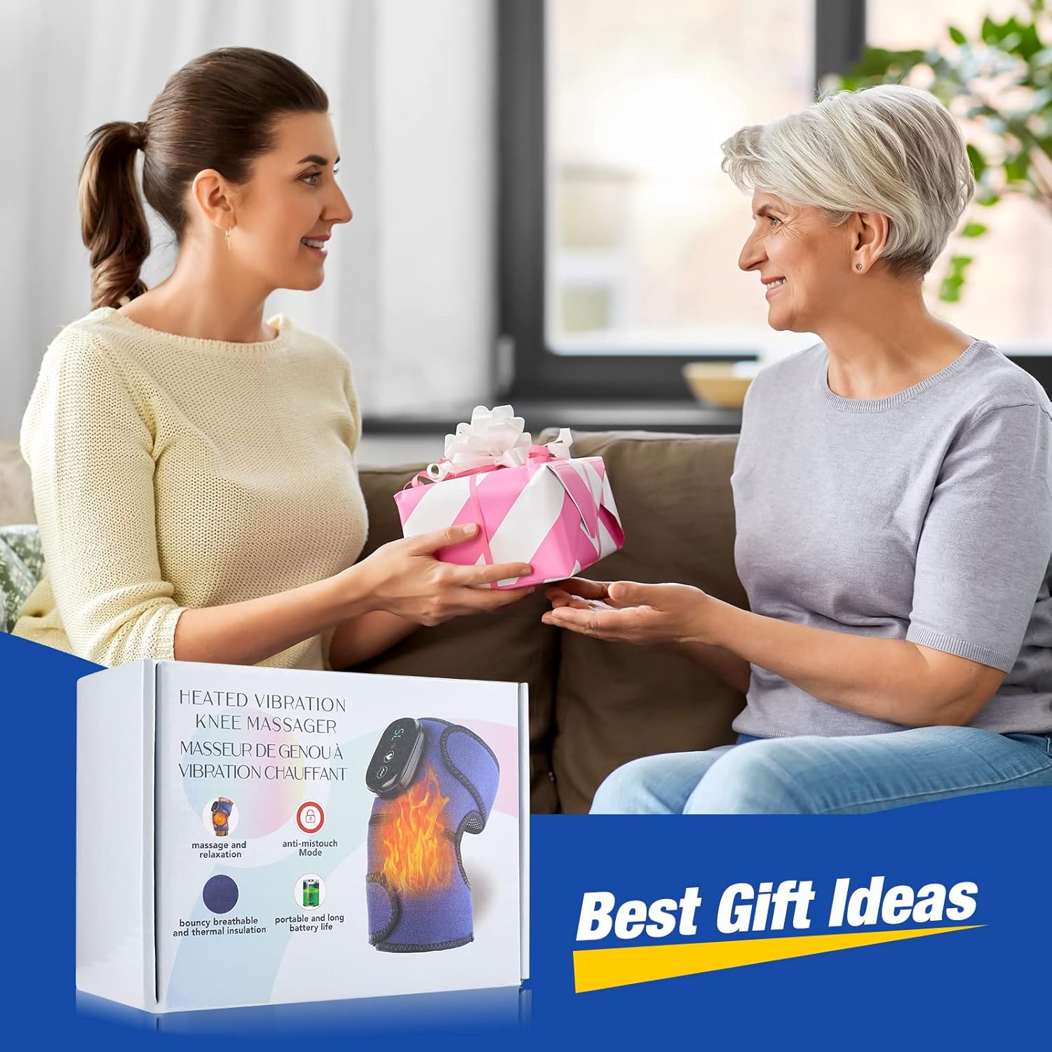 FSA Eligible Knee Massager with Heat and Vibration, Knee Heating Pad for Arthritis with Massage, Heated Knee Brace Wrap Black - Image 6