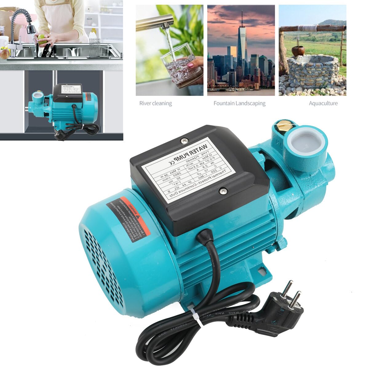 Pompa Acqua Alta Pressione Pompa dellacqua per aumentare la pressione industriale, 2850 giri/min, Pompe DellAcqua Ad Alta Pressione Barca da Campeggio per Roulotte Autoadescante Giardino