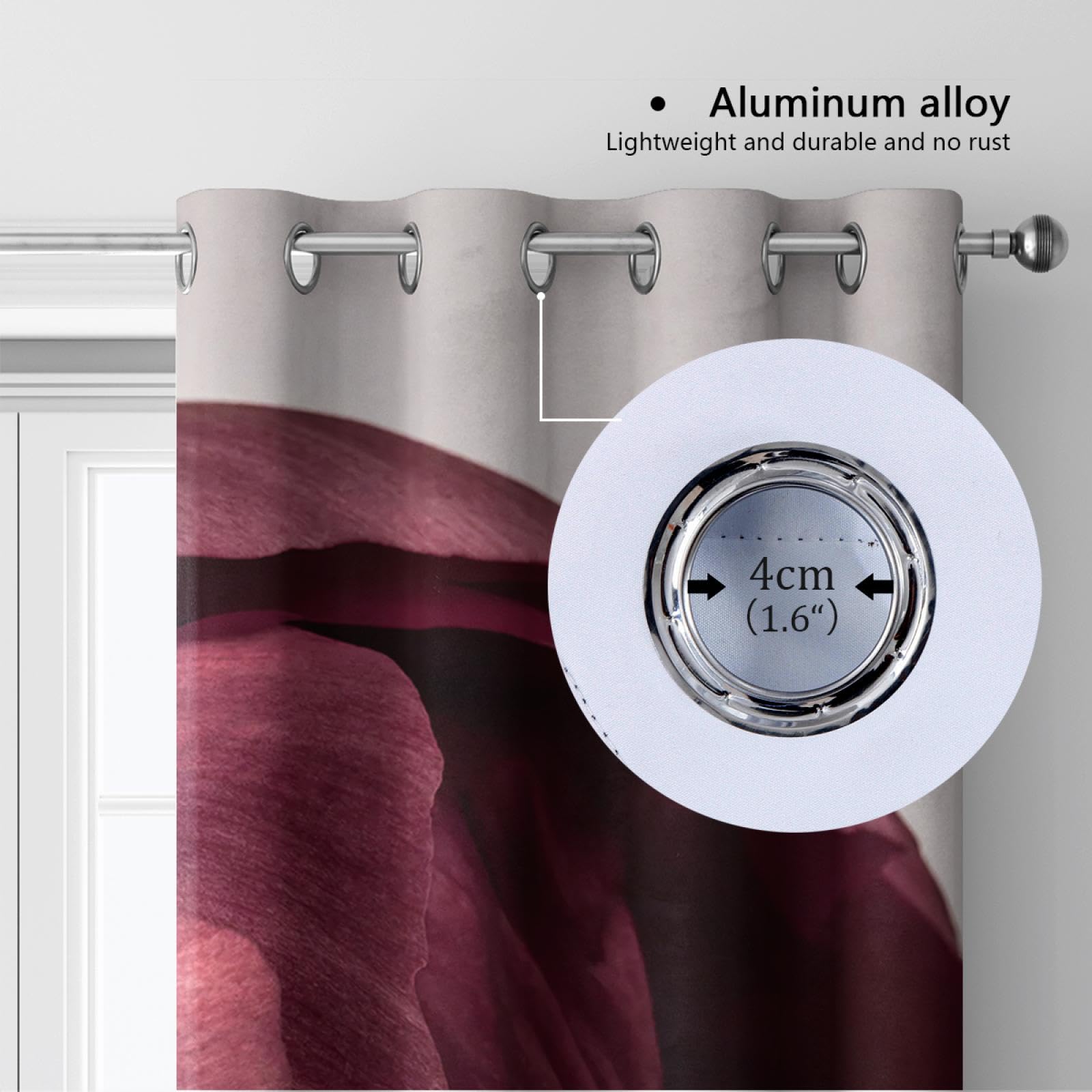 Rote Blumen-Fenstervorhänge Tulpenblumenmuster Druck-Verdunkelungsvorhänge für Schlafzimmer Wohnzimmer Kinderzimmer schalldämmende Vorhänge 2 Paneele 2xW132xL160cm