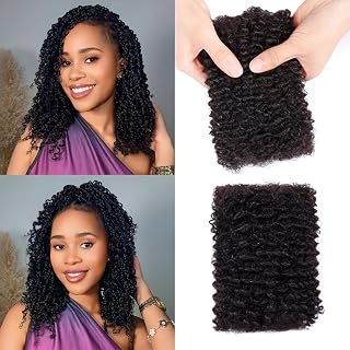 Afro Kinkys Bulk Human Hair for Braiding Mini Twists Braids Locs Dreadlock Extensions Afro Kinky-Curly Human Braiding Hair Bundles For Men Women Kids 10 Inch 2 Bulks 60g 1B Natural Black Easy to Twist