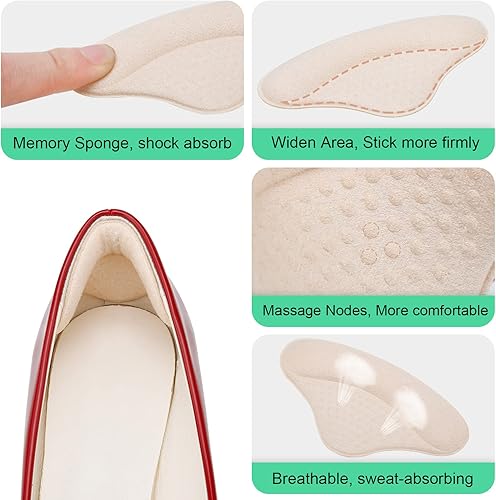 Miniatura 4 de 6 pares de almohadillas acolchadas para el talón, ultra relajantes, alargan y ensanchan 4D de protección completa para dolor de talón, deslizamiento