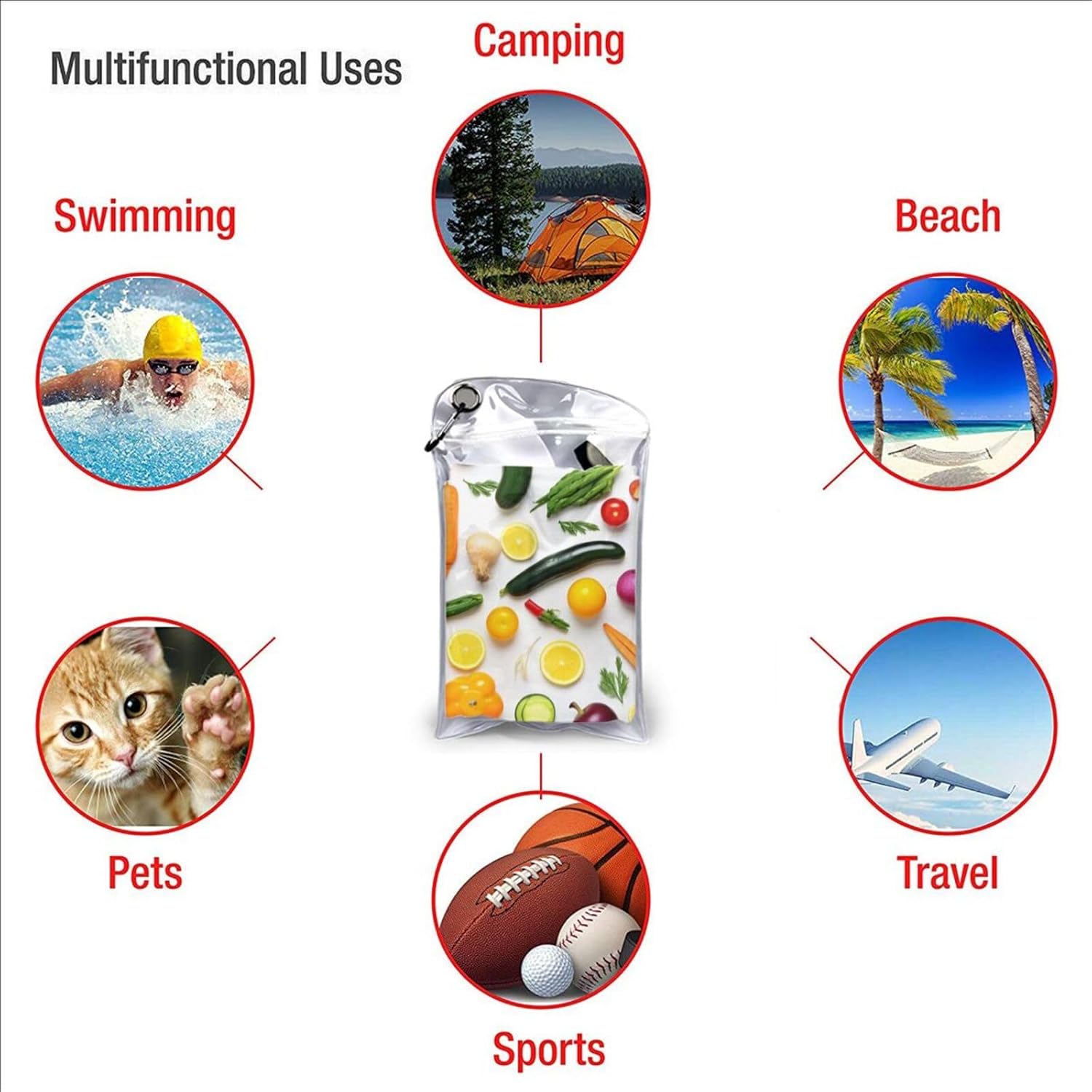 Vegetables Print Quick Dry Towel with Hanging Loop and Storage Bag for Travel, Gym, Camping