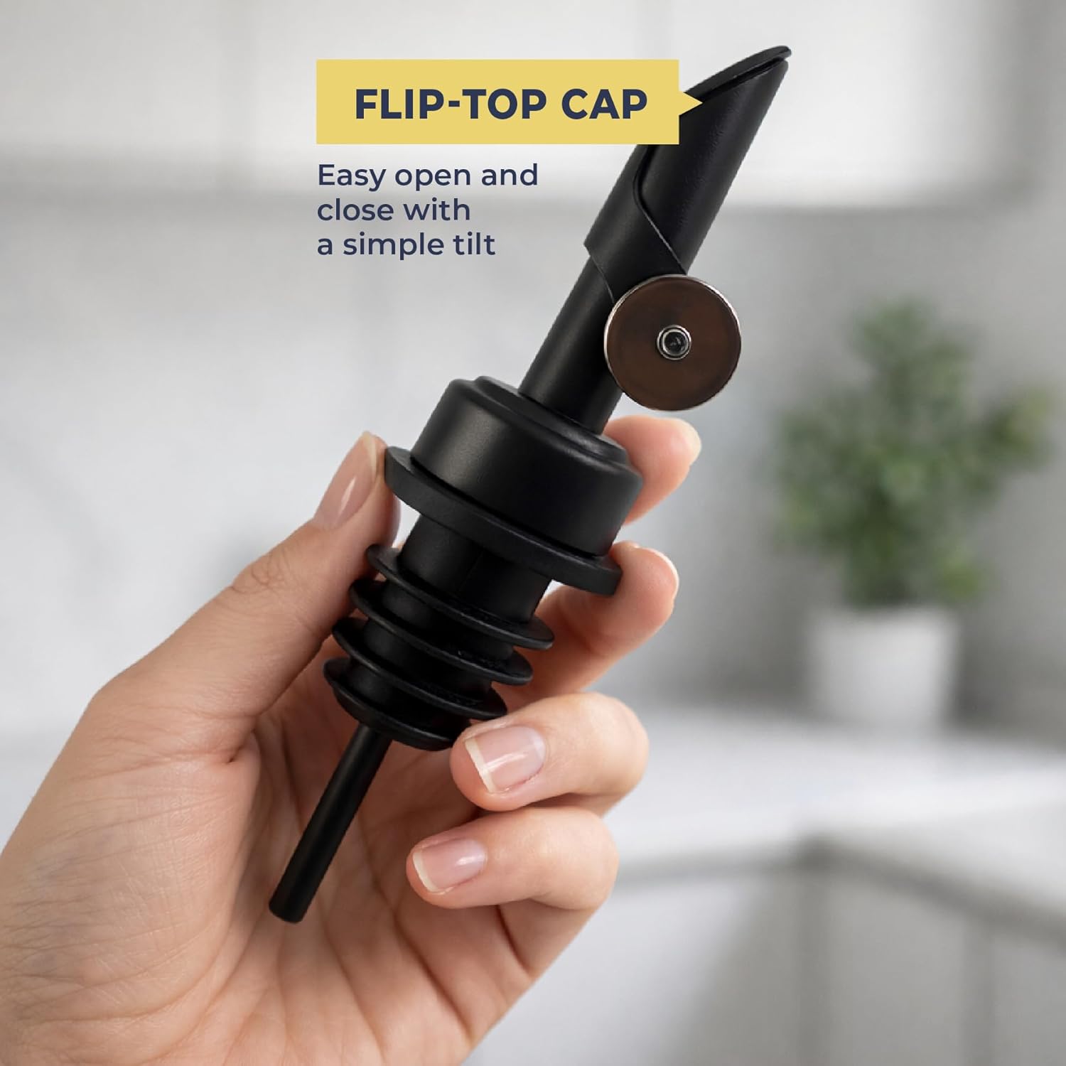 Oil and Vinegar Dispenser Set – 2 White Ceramic 500 ml Bottles with Matte Black Flip-Top Spout – Olive Oil Dispenser Bottle with Embossed O and V Logos – Leakproof Oil Dispenser Bottle