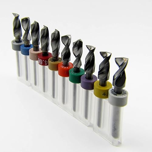 Miniatura 3 de Juego de brocas de carburo sólido de diez tamaños, 0.177 in - 0.191 in, .177" - .191" con vástagos de 1/8"