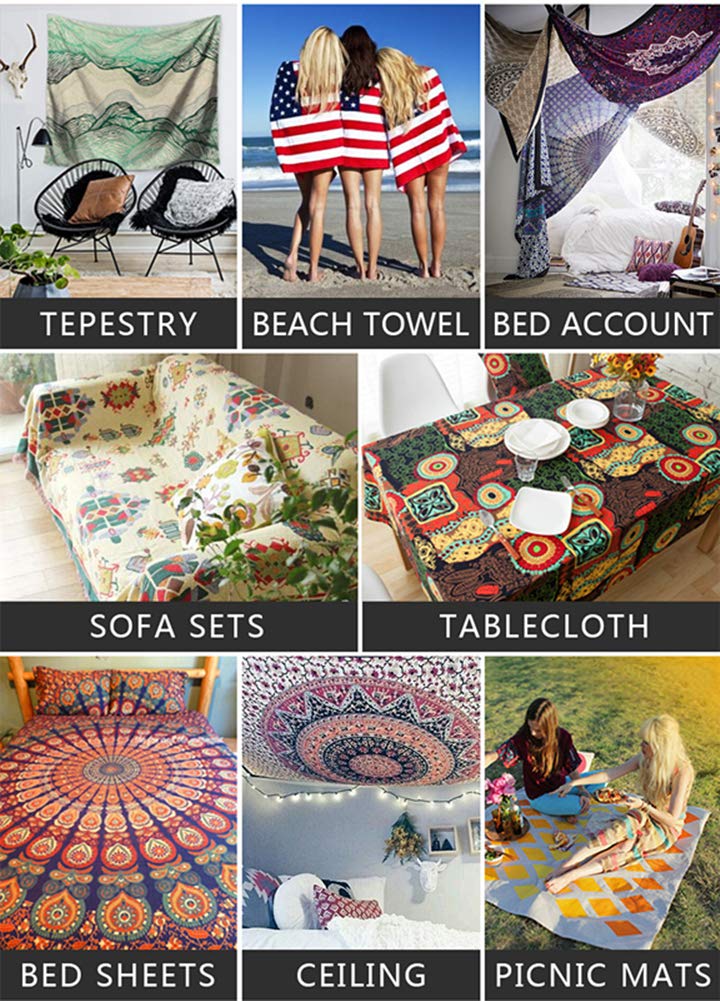 Tenture Murale Mandala Ombre - Hippie Indien - Jeté De Lit King Size 275x275 Cm
