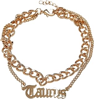 Urban Classics Unisex Anklet with Zodiac Sign Pendant, Men and Women Fashion Jewellery Chain Available in 12 Variations, Length 22 cm or 25 cm