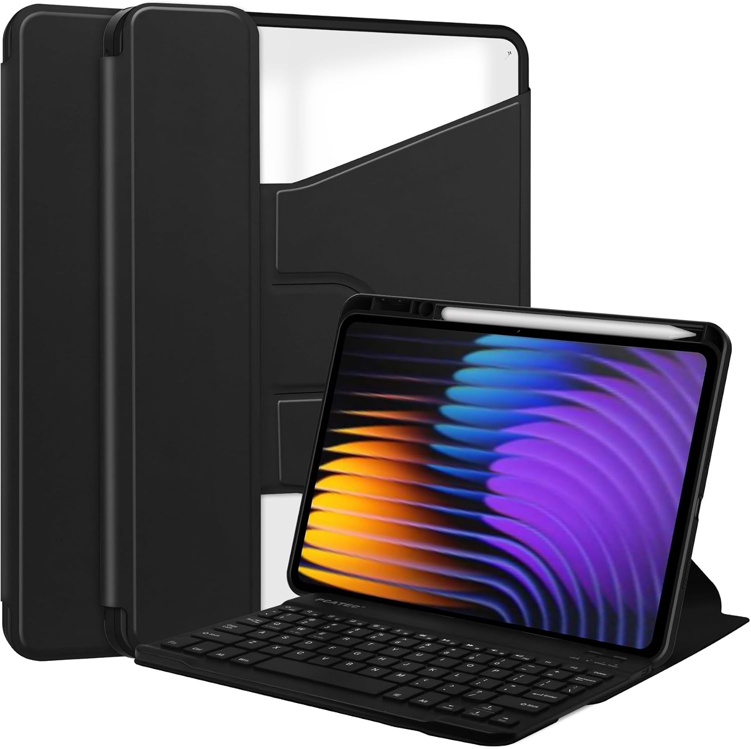 for Xiaomi Mi Pad 7/7 Pro Case 11.2 Inch 2024 Detachable Wireless Keyboard S Pen Holde, 360 Degree Swivel Stand Folio Flip Smart Tablet Cover Auto Sleep/Wake Tablet Case Prot(Black)