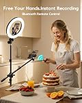 LUXSURE Anneau Lumineux de 10.5" avec Trépied et 2 Supports de Téléphone, Trépied pour iPhone avec Lumière - 3 Modes de Couleur, Trépied Suspendu avec Bras de Prise de Vue pour Enregistrement Vidéo/Création de Contenu/TikTok/YouTube, CRI>95
