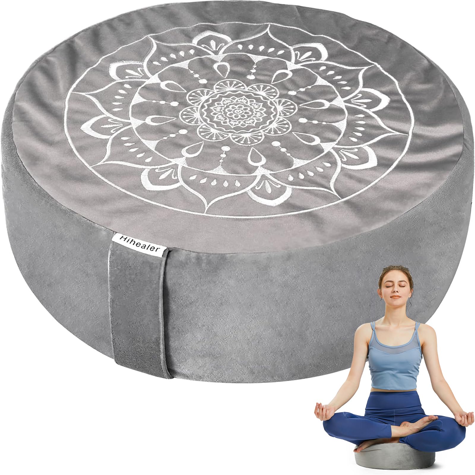 Coussin Yoga Meditation Coussin Méditation Zafu BODYMATE - Rembourrage Sarrasin 13cm Housse Coton Lavable Coussin Rond 31cm Couleur Assortie