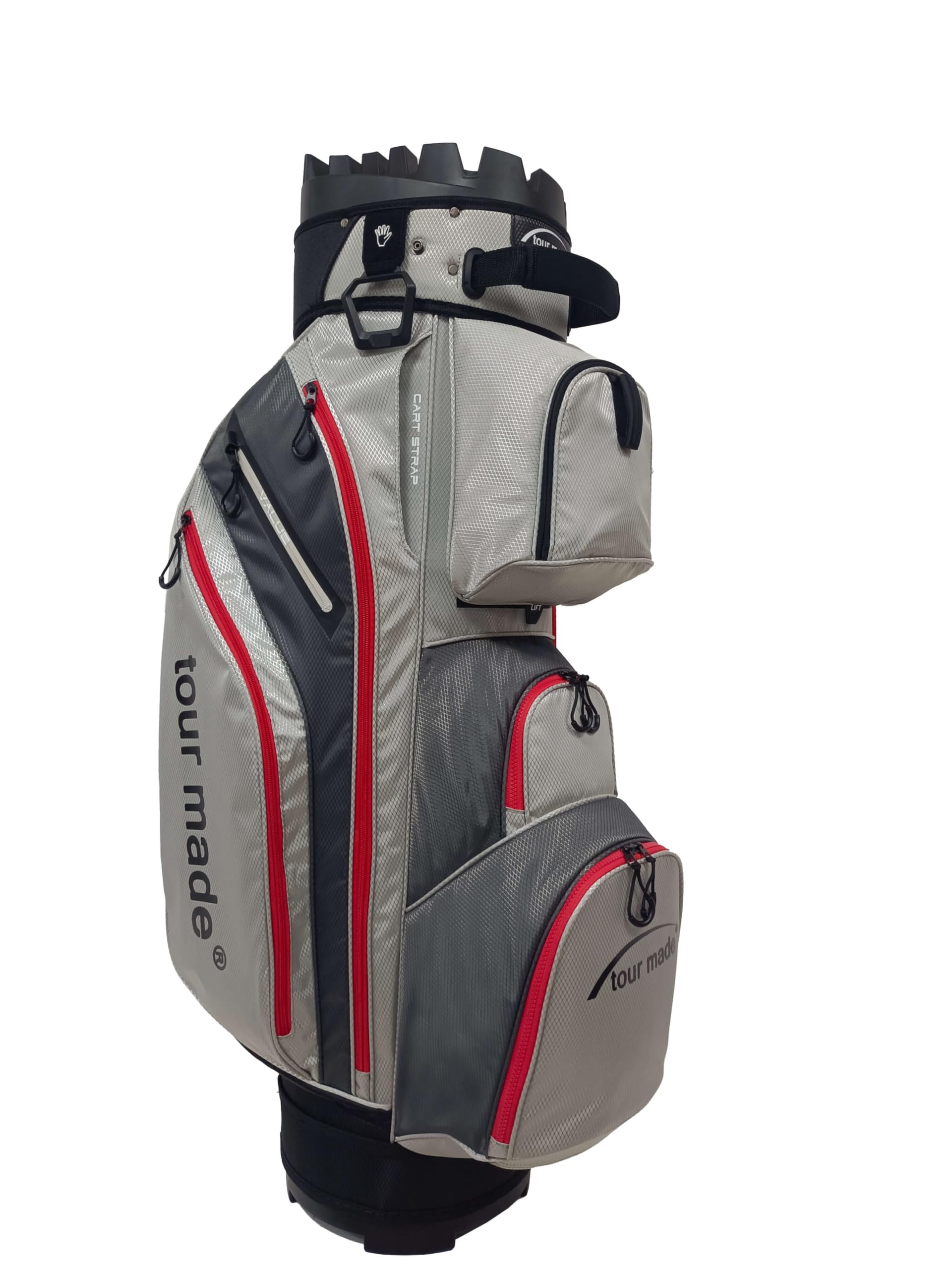 Tour Made Sac de Golf I Hommes & Femmes I Nombreuses Poches I Pas de cliquetis de Raquettes grâce à l'organiseur I 14 Compartiments Raquettes continus I Grand Sac Isotherme