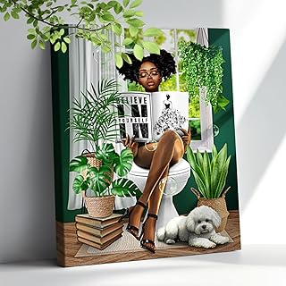 African American Black Girl Woman Wall Art - Botanical Pictures Canvas -...