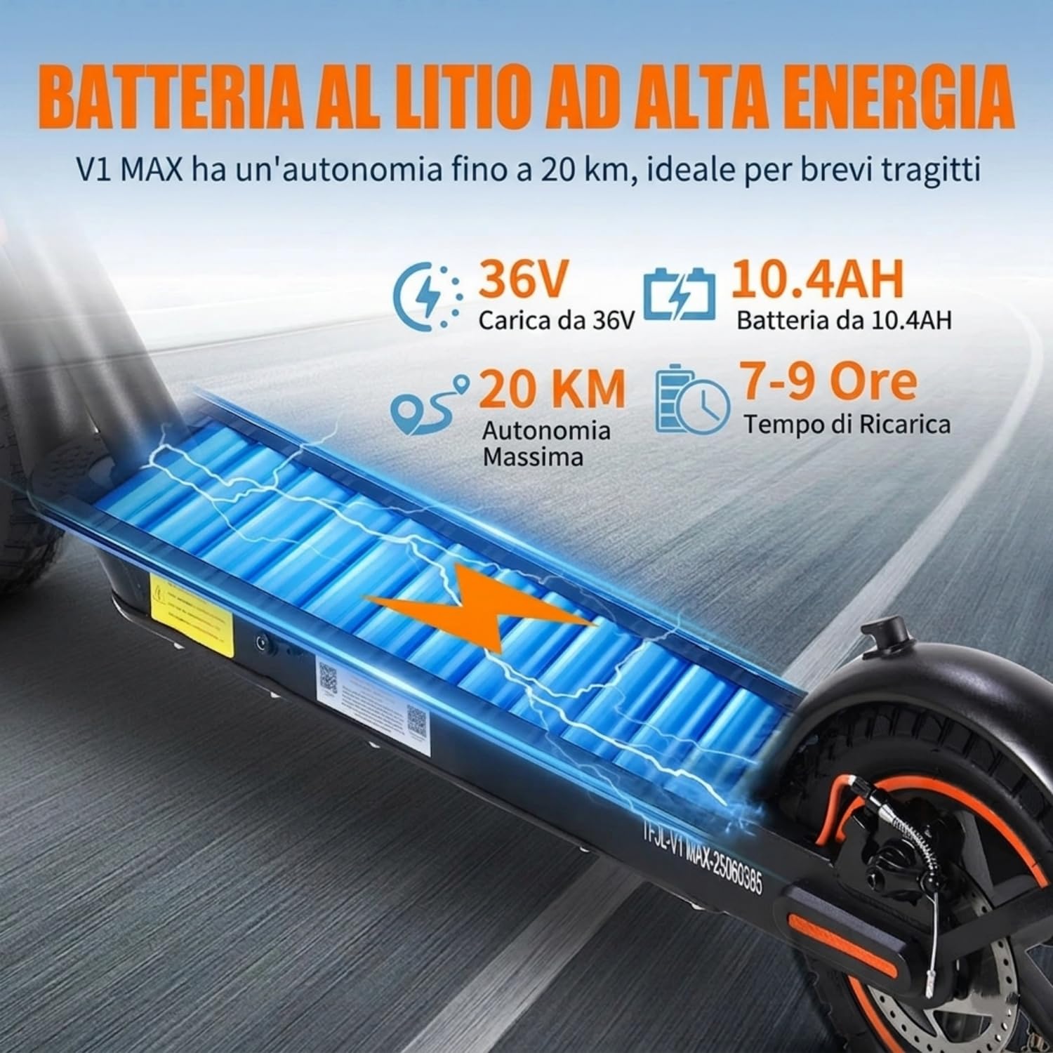 V1MAX Monopattino Elettrico Pieghevole, 36V 10.4Ah, 25-30Km di Autonomia | Due Velocità, Display a LED, Controllo Tramite App, Pneumatici 10", Ricarica Rapida, Doppia Sospensione&Freno a Disco