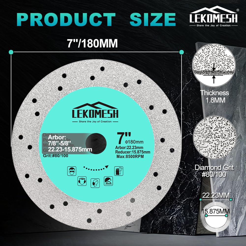 Rock Slab Grinding Disc - 7 inch Glass Cutter Disc(2pcs), Granite Cutting Blade, Diamond Grinder Wheel for Rock Slab, Stone, Tile, Marble, Granite, Glass Diamond Saw Blades