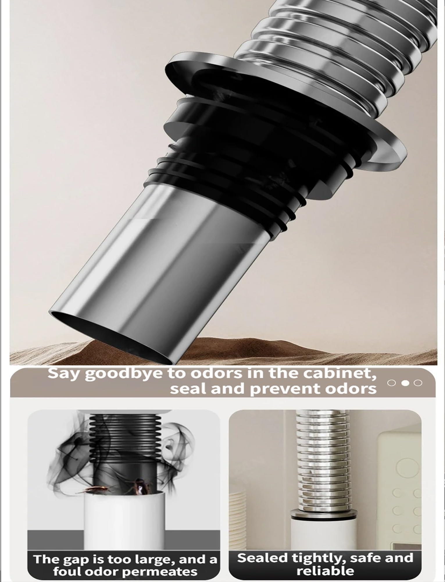 Kit de drenaje for fregadero de cocina de acero inoxidable con desbordamiento, trampa P Flexible y bajante, conjunto Universal de residuos de alcantarillado for lavabo(60cm/23.6In)