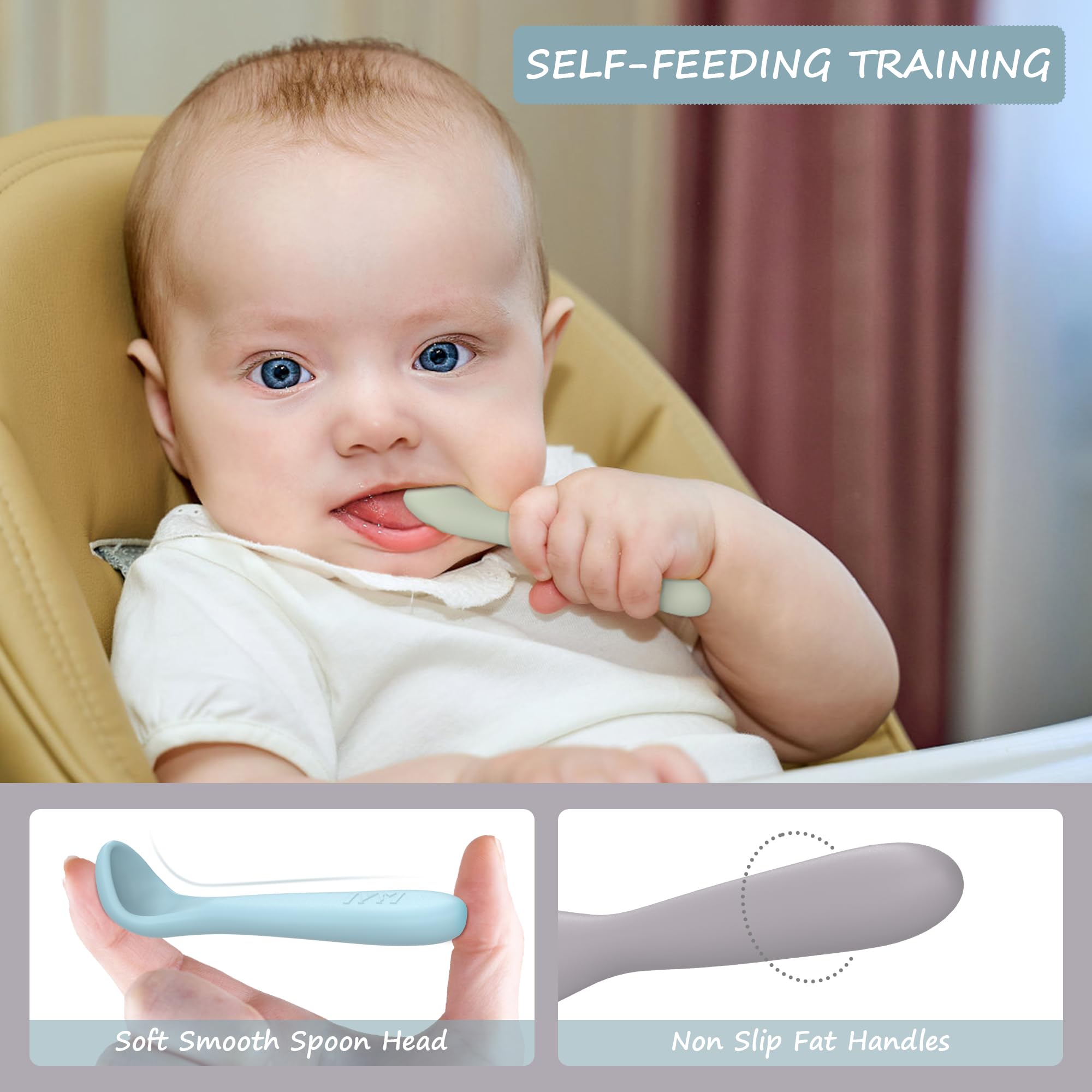 Starting Spoon Snapklik.com : Silicone Baby Spoons, Baby Spoons Self Feeding 6 Months ...
