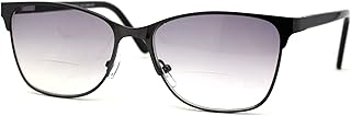 Mens 90s Fashion Metal Rim Rectangle Bifocal Light Sunglasses Reader Gunmetal +2.0