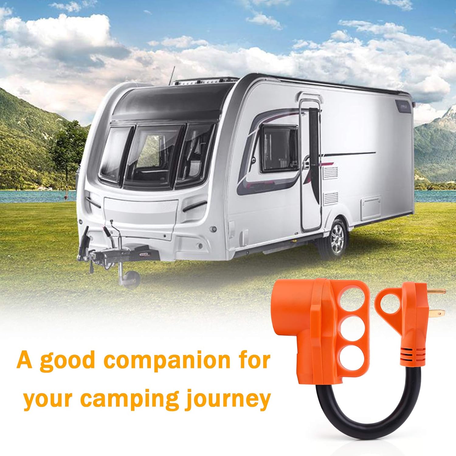 MICTUNING 30A Male to 50A Female RV Power Cord Plug Adapter Heavy Duty Electrical Power Adapter with LED Indicator