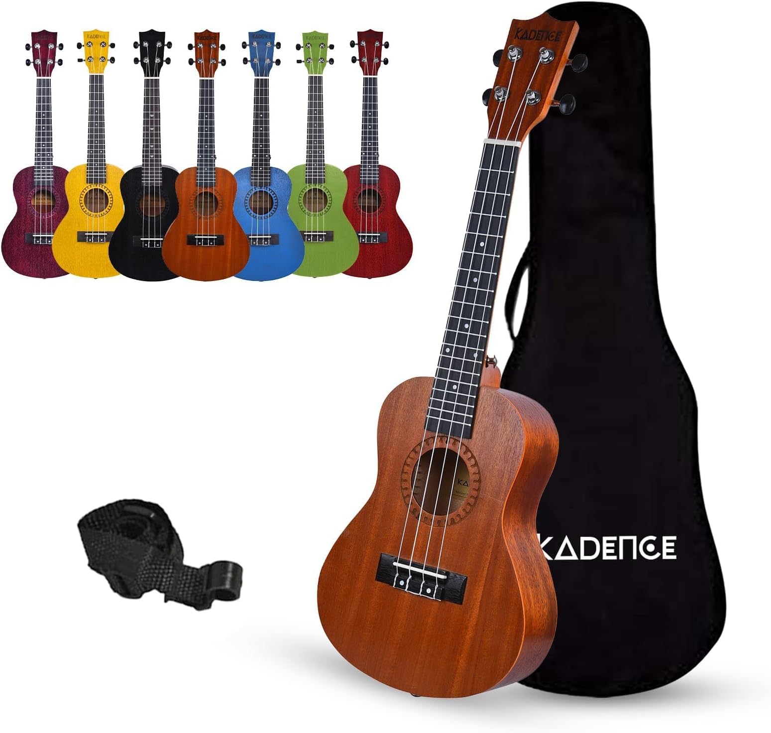 Kadence UKTWC Concert 23" Acoustic Ukulele | Sapele Wood | Comes with Bag, Strap & Learning Course | Brown