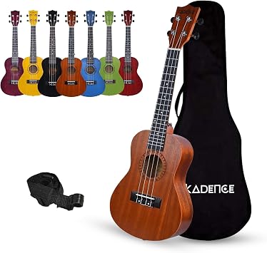 Kadence UKTWC Concert 23" Acoustic Ukulele | Sapele Wood | with Bag | Includes Learning Course | Brown