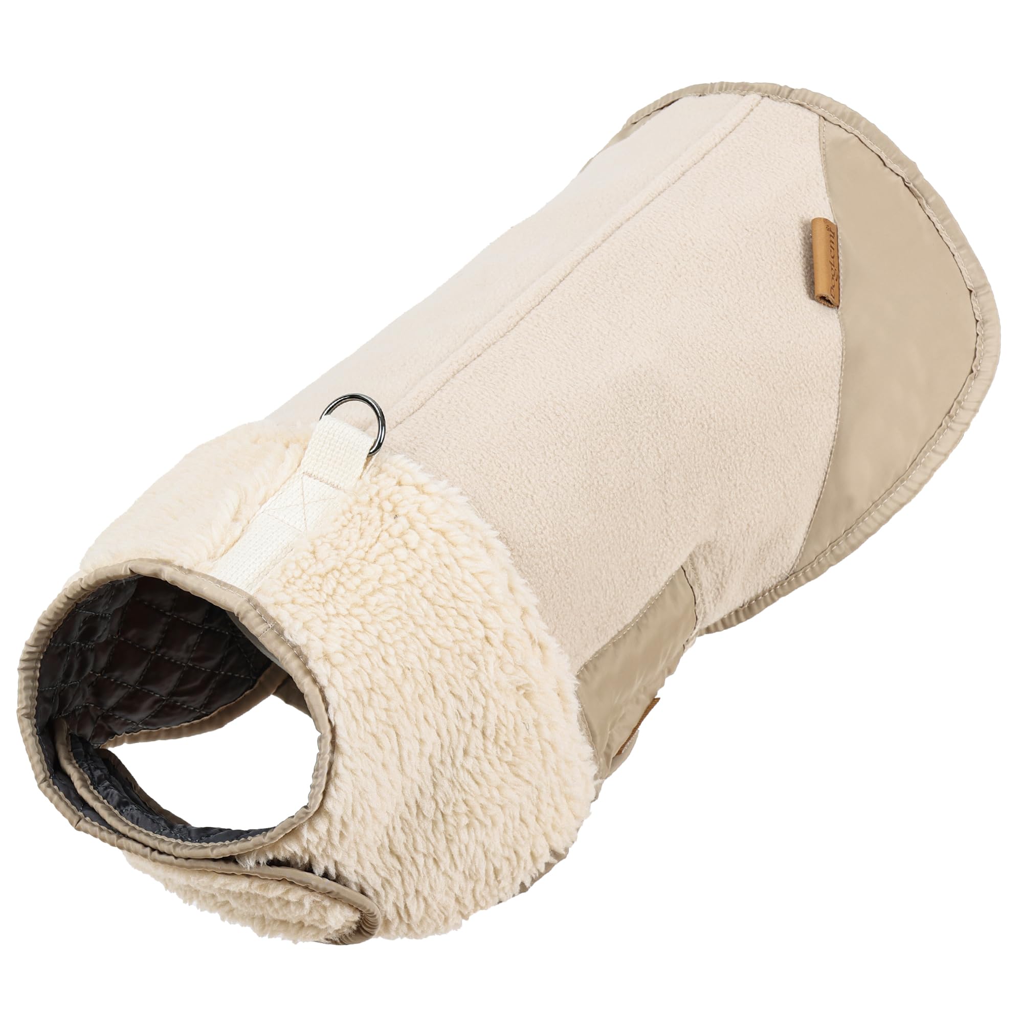 Duuclume Puffer Vest Dog Jacket,Cotton Coat for Cold Weather,Adjustable Windproof Warm Vest,Thickened Cottonb Fleece Apparelf for Small Medium Dogs (Beige/L)