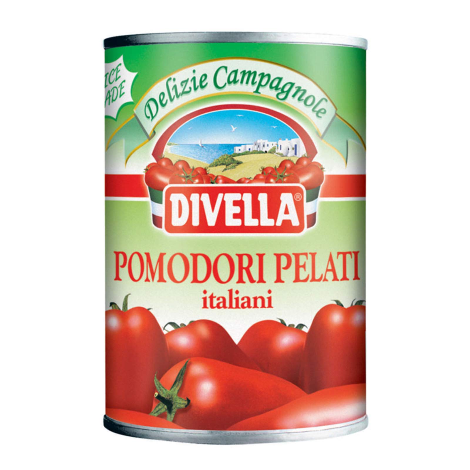 24 x POMODORI PELATI DIVELLA 400 GR BARATTOLO LATTINA