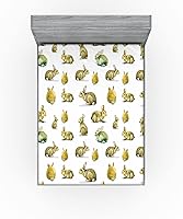 Vista 202 de Ambesonne - Sábana bajera ajustable multicolor, en colores y tres tamaños Azul y gris