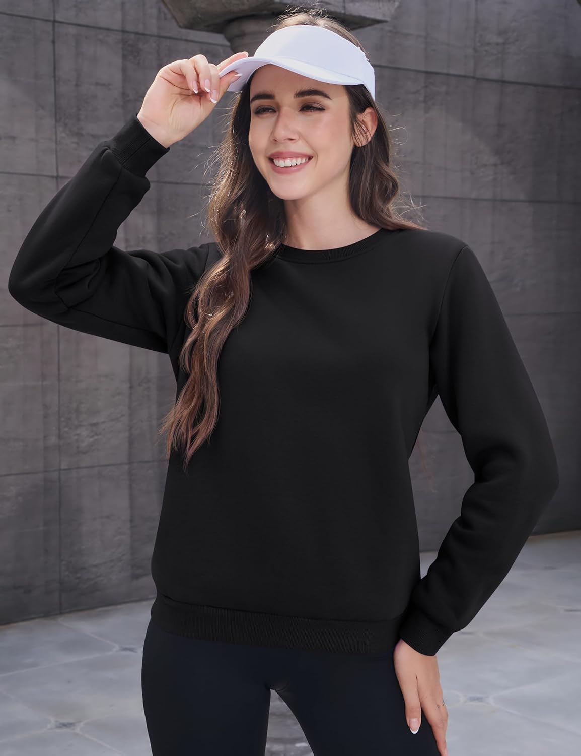 MAGCOMSEN Women's Sherpa Lined Sweatshirts Thermal Casual Crewneck Fleece Pullover Winter Warm Thick Tops - Image 3