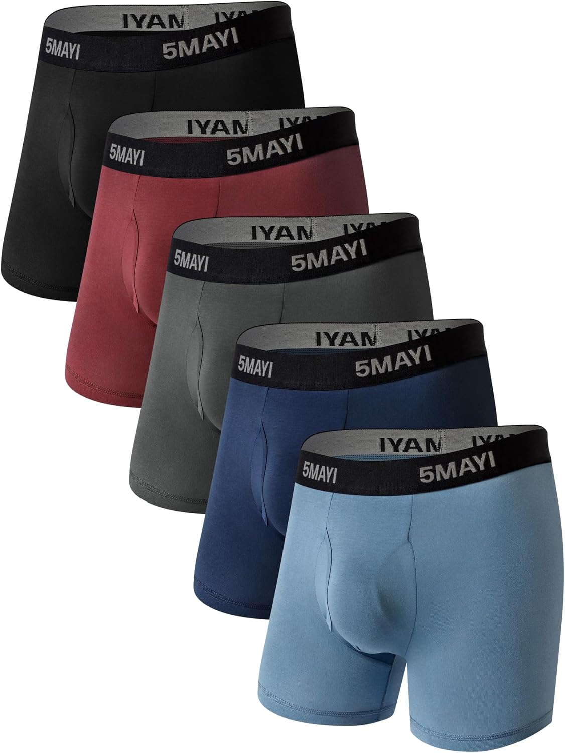5Mayi Mens Underwear Boxer Briefs for Men Viscose Underwear Comfortable Midrise Undergarments with Open Fly