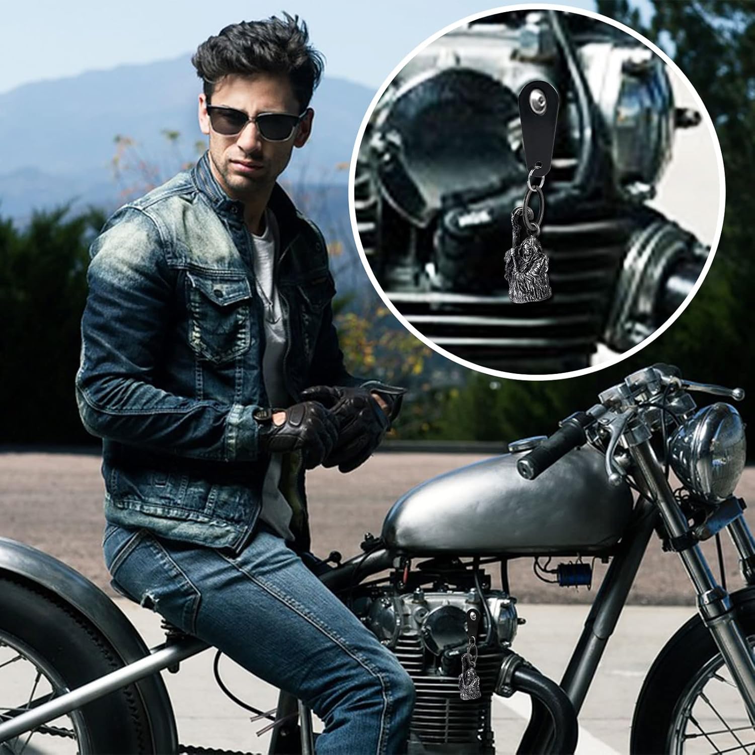 Motorcycle Bell for Biker Good Luck Riding Bells with Hanger - Image 4