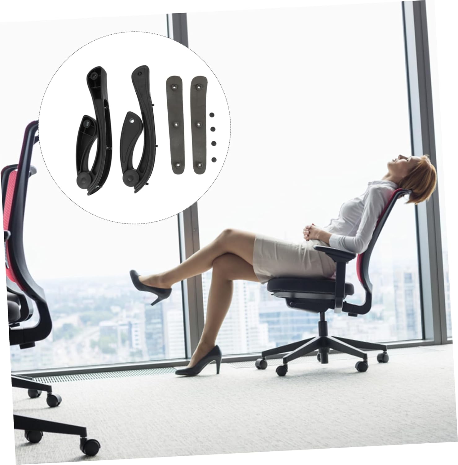 Office Chair Armrests Lumbar Support Swivel Desk Chair Grab Handles Comfortable for Home Office Use Easy to Install