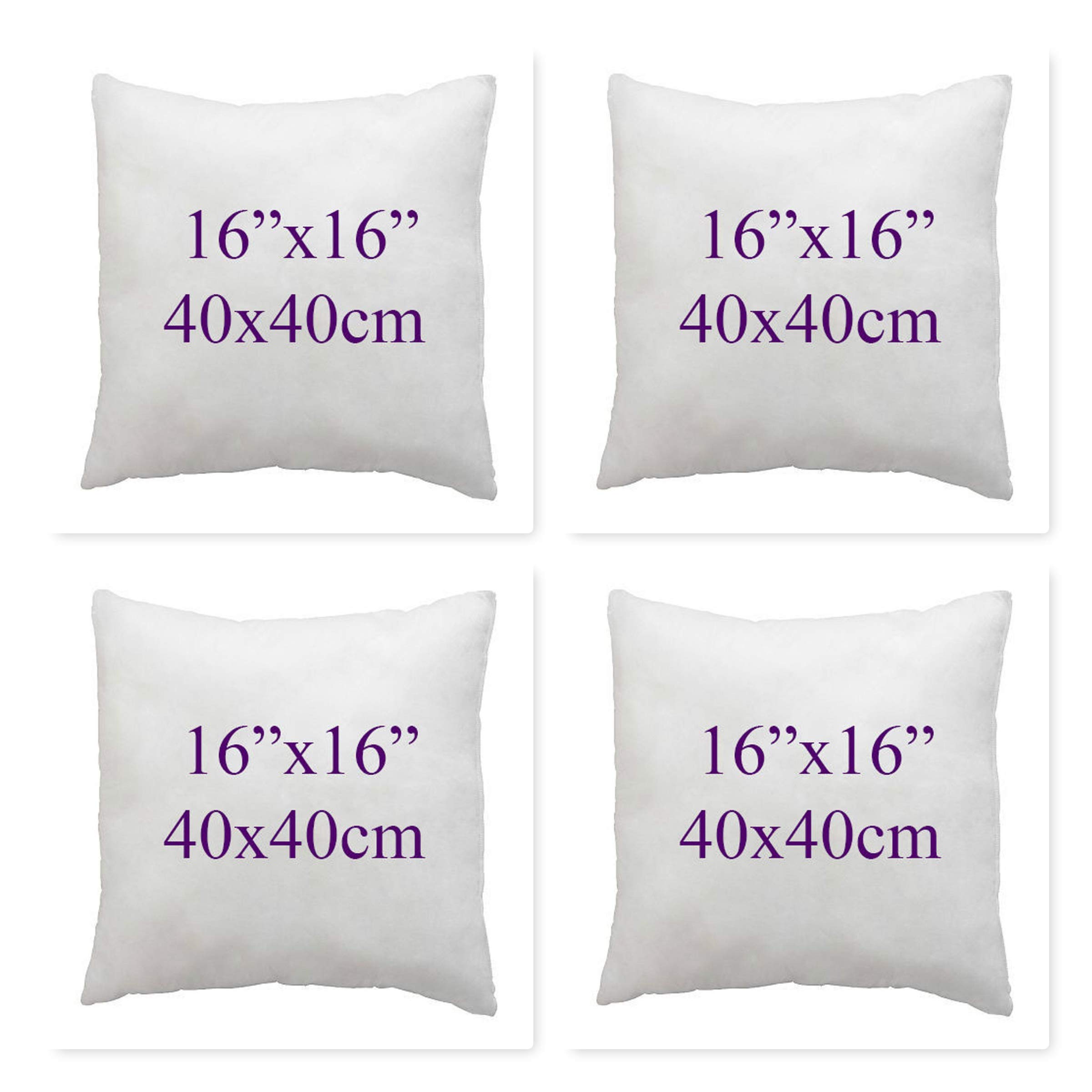 Chilimilii White Hollow Fibre Cushion Pads,Inners,Scatters,Fillers,Stuffers For Home Sofa Chair-Square/Rectangular Cushion Pads-Virgin Hollow Fibre Filled Bounce Back Cushion Pads In Pack Of 2,3 &4 (4, 16X16")