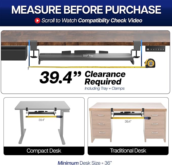 Bandeja Deslizable para Teclado y Mouse Bajo Escritorio 86 x miniatura 5