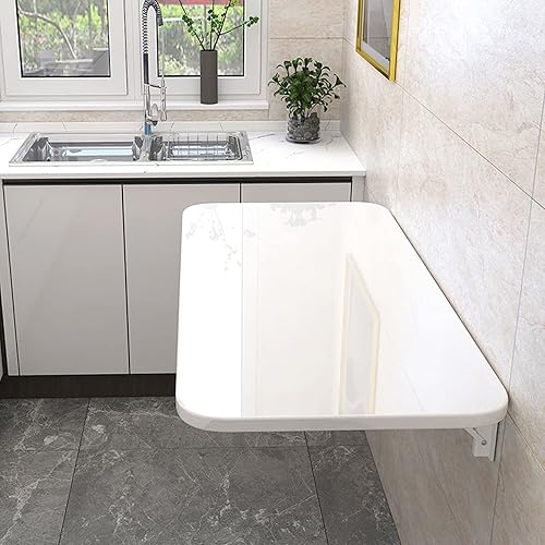 Mesa plegable montada en la pared, mesa de comedor plegable de madera maciza, mesa plegable flotante que ahorra espacio, para lavandería, cocina,