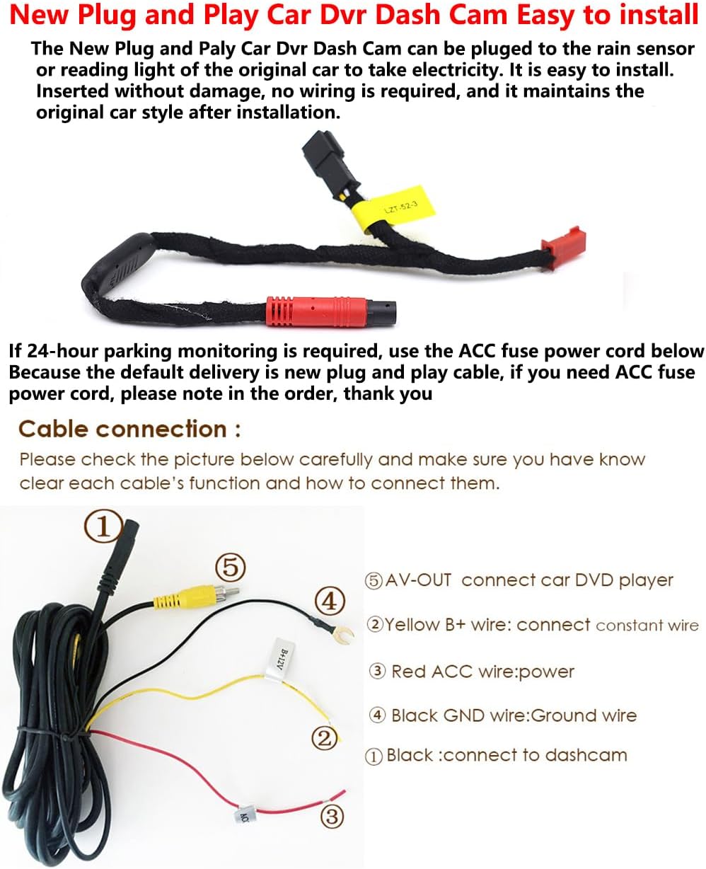 Dash Cam Cable Connection Diagram