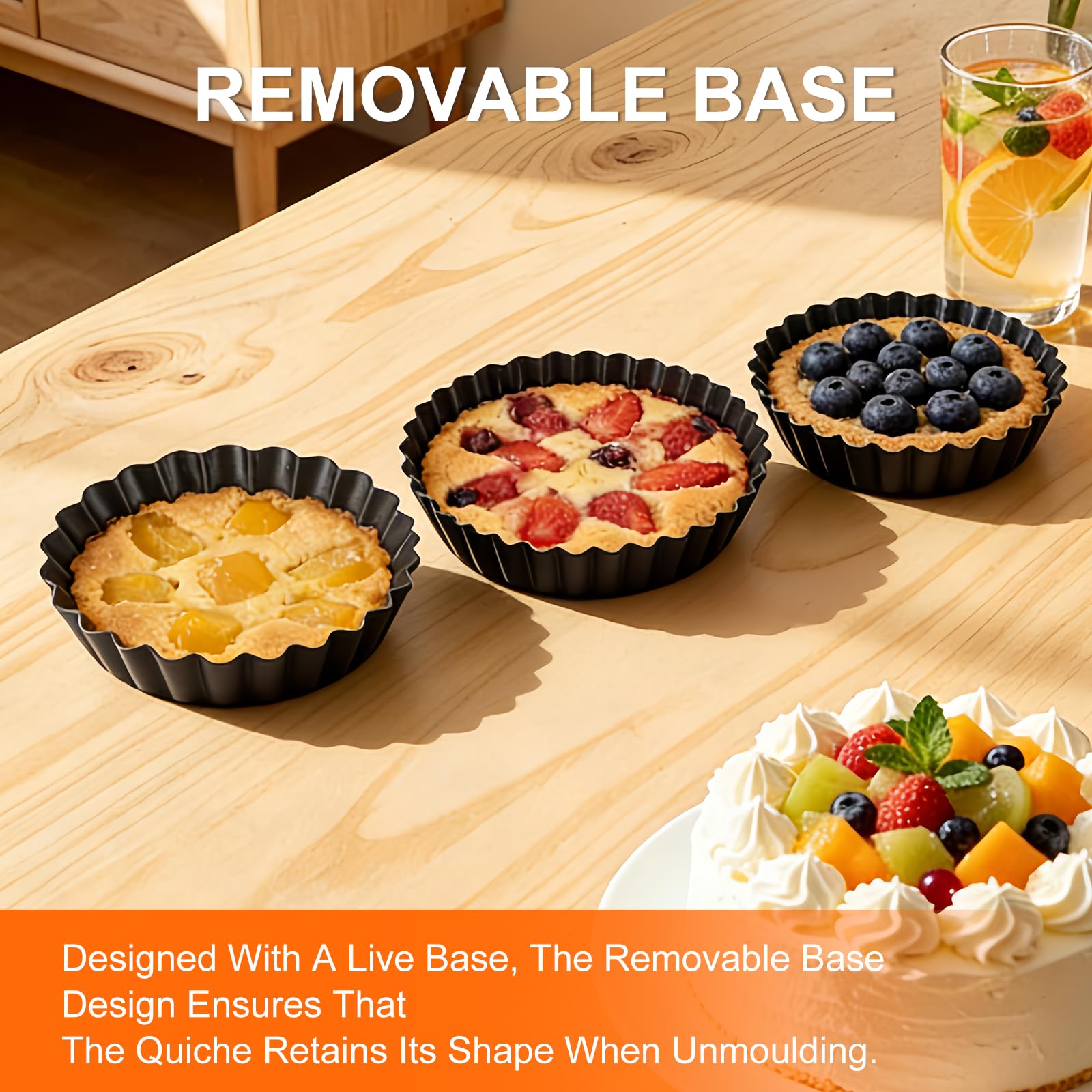 12 Pezzi 12 cm Stampo Crostata Con Fondo Removibile,Rivestimento Antiaderente Piccolo Teglia Crostata Fondo Removibile, Set Rotondo Stampo Per Crostata Per Torte, Muffin(4.7 Pollici-Nero)
