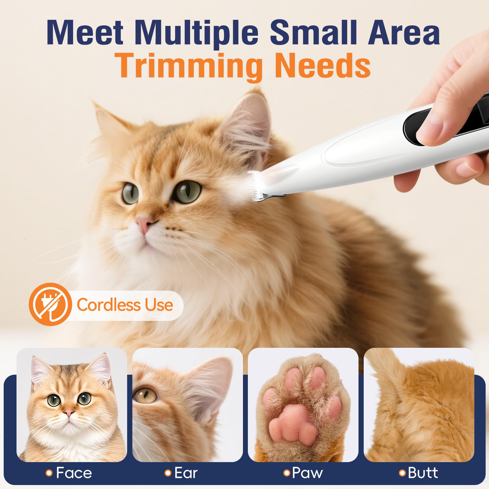 Dog Paw Trimmer with LED Light, Paw Trimmer for Dogs 0.8inch/20mm Wide Blade, Pet Hair Grooming Kit with Dog Nail Clipper - Image 3