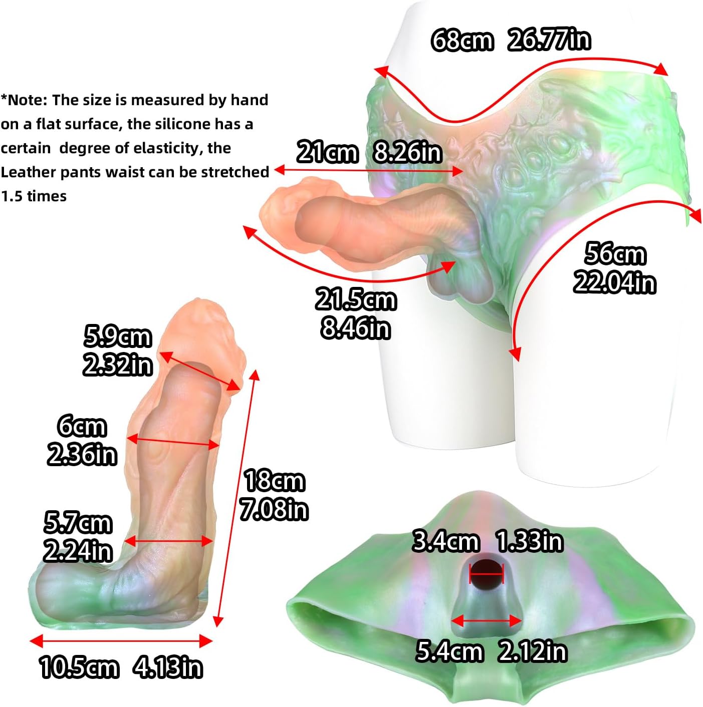 Soft Silicone Fantasy Strapless Dildo Harness with Hollow Tunnel, Reusable Strapless Panty Dildo with 8.26in Penis Sleeve Adult Sex Toy for Man