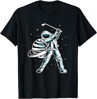 Astronaut In Space with Golf Club Funny Golf Player T-Shirt