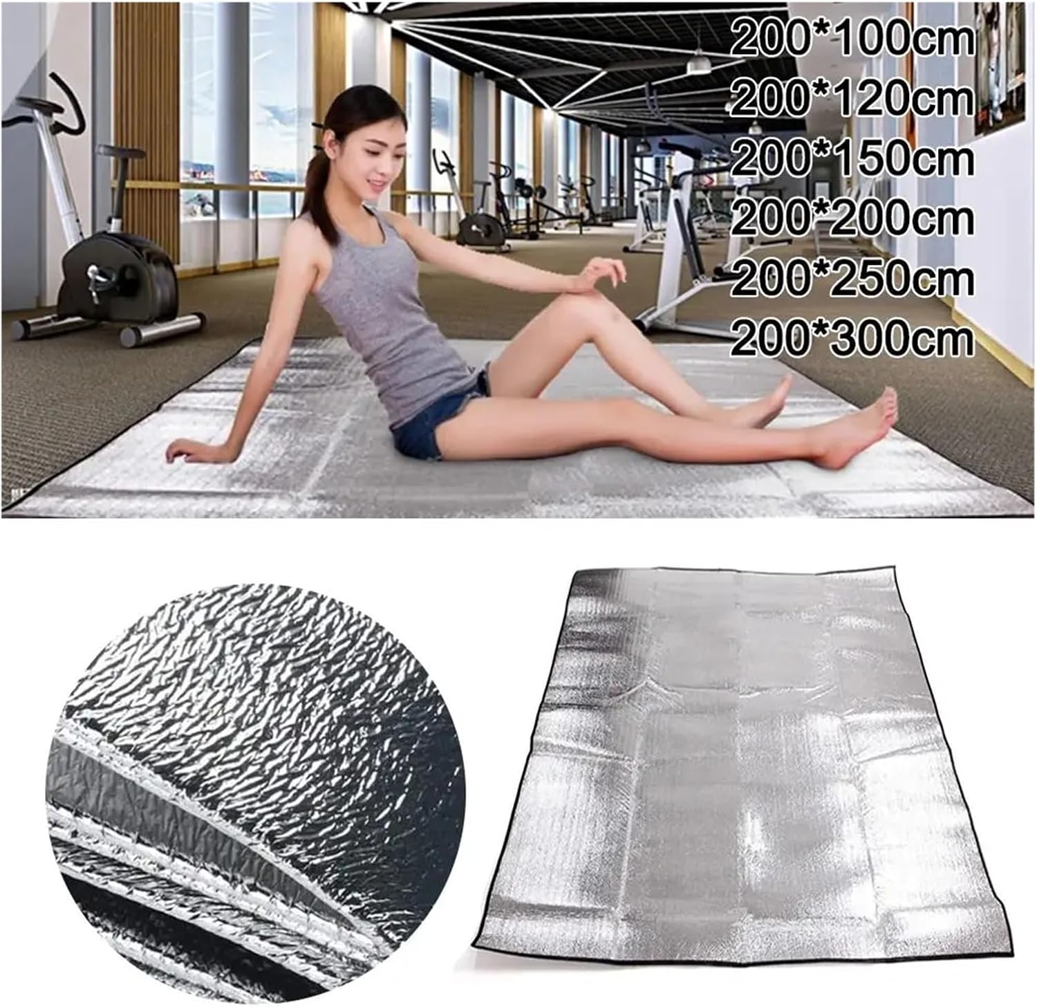 Aluminium Sleeping Mat Foam Foil Blanket Aluminum Insulation Mat Sleeping Pad Thermal Outdoor Tent Footprint Reflecting Heat