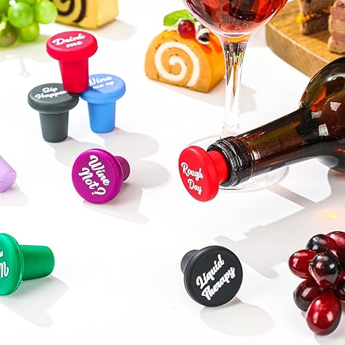 Miniatura 3 de Sintuff Tapones de silicona divertidos para botellas de vino, 12 piezas, tapones reutilizables para botellas de cerveza, bebidas, cerveza, champán,