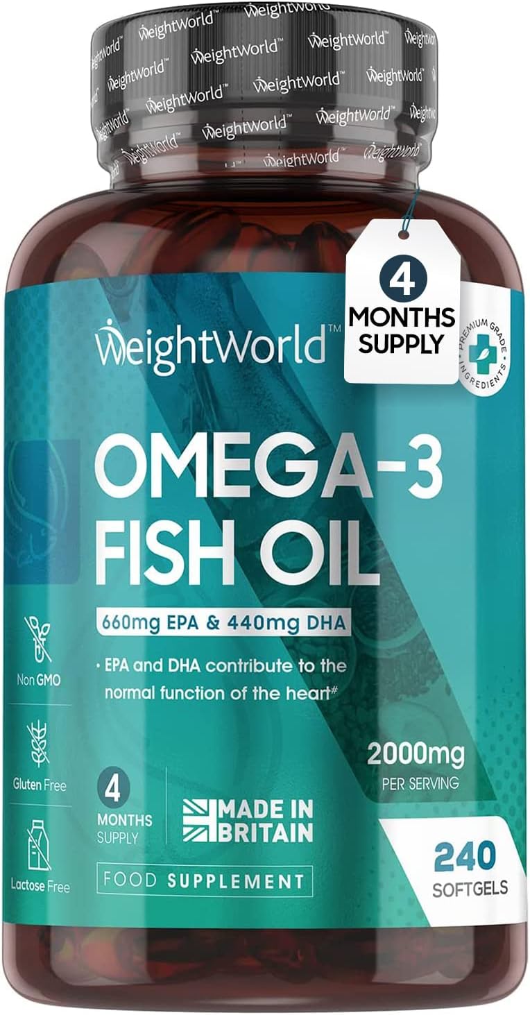Omega 3 Fish Oil 2000mg 660mg EPA & 440mg DHA 4 Month Supply from