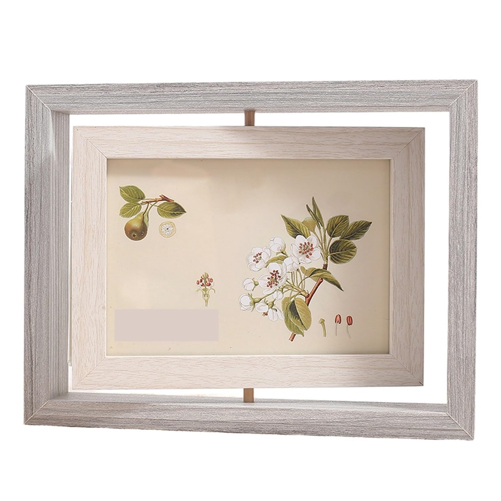 Rotating Picture Frame 360degree Rotating Photo Frame Wooden Picture Can Hold Two Photos Floating(Color 3)