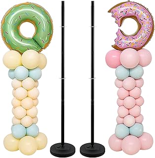 2 Set Column Stand Kit With Base Pole, Clips, Fixed Spike - UPGRADE 65 Inch Height Balloon Tower Decorations for Wedding, Baby Shower, Birthday, Bachelorette, Graduation, Party Events