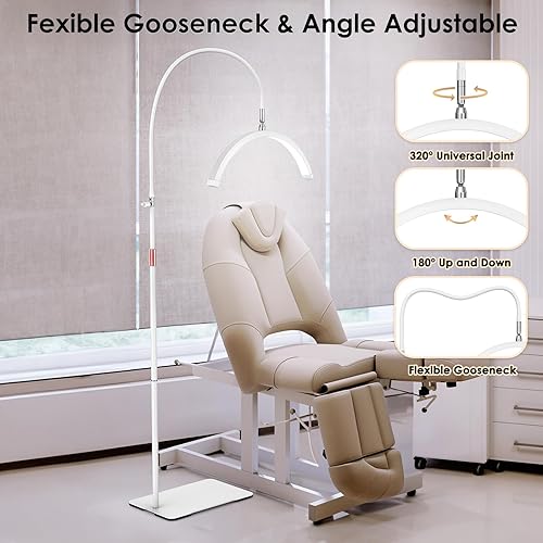 Miniatura 9 de Luz de media luna para tecnología de pestañas, luz esteticista de cuello de cisne con soporte para teléfono para arte de pestañas, tatuajes de uñas,