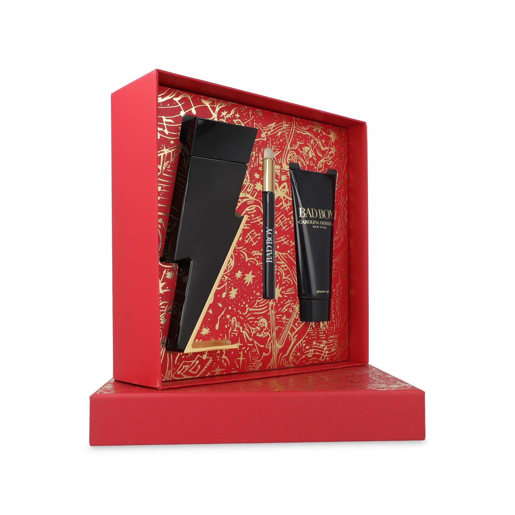 Carolina Herrera Bad Boy woda toaletowa 100 ml zestaw upominkowy 2025 (zawiera 100 ml EDT, 100 ml żelu pod prysznic i 10 ml sprayu podróżnego)