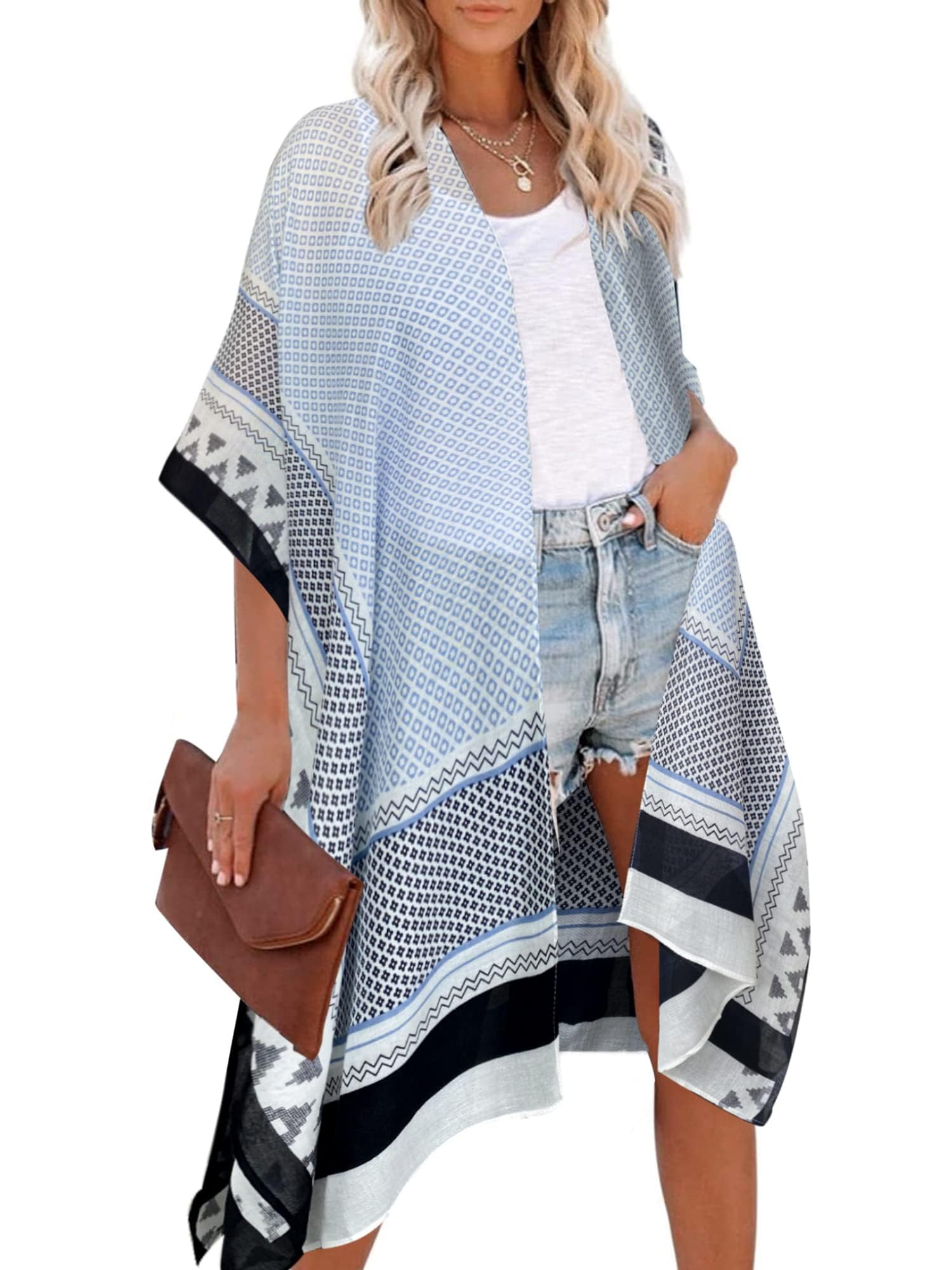 breezy lane Traje de baño para mujer, kimono, cárdigan, traje de baño, ropa de playa, bohemio, estampado floral, ropa de resort